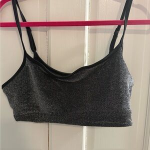 Aerie Black Glitter Bikini Top